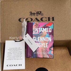 Coach Multicolor Book Charm with Purple Leather Trim